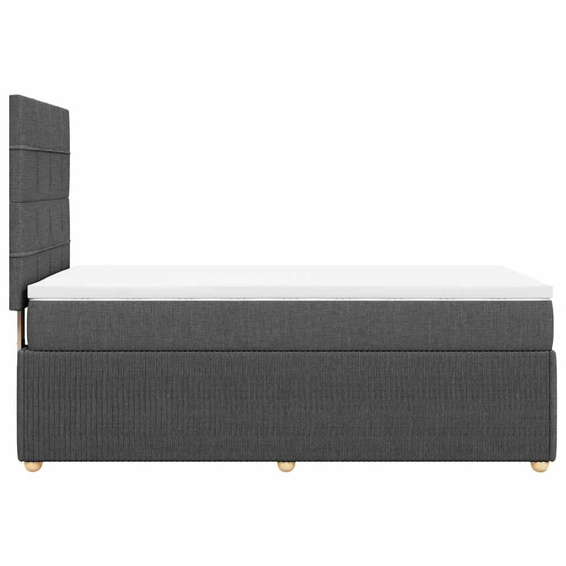 Pat box spring cu saltea, gri închis, 90x190 cm, textil
