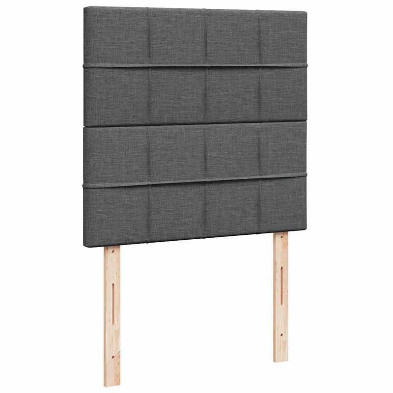 Pat box spring cu saltea, gri închis, 90x190 cm, textil