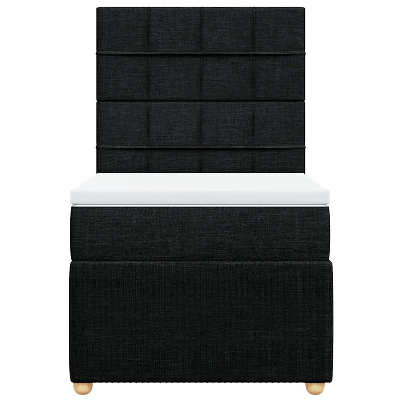 Pat box spring cu saltea, negru, 90x190 cm, textil