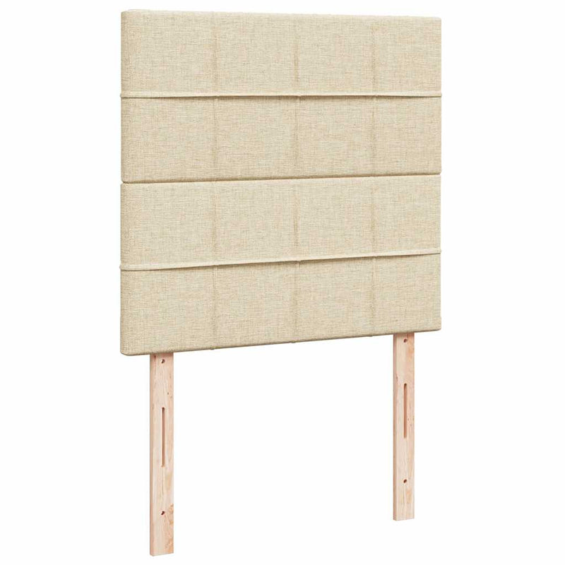 Pat box spring cu saltea, crem, 90x190 cm, textil