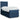Pat box spring cu saltea, albastru, 90x190 cm, textil
