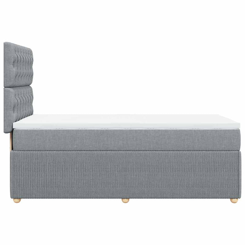 Pat box spring cu saltea, gri deschis, 90x190 cm, textil