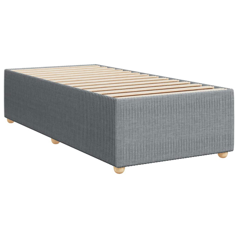 Pat box spring cu saltea, gri deschis, 90x190 cm, textil