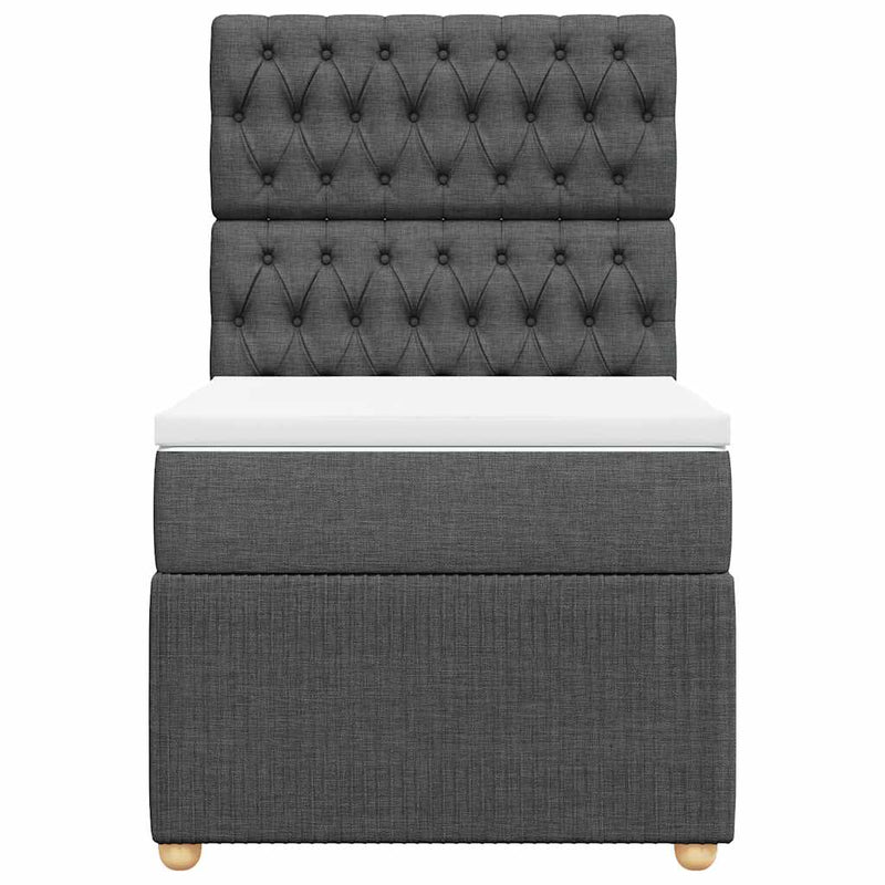 Pat box spring cu saltea, gri închis, 90x190 cm, textil