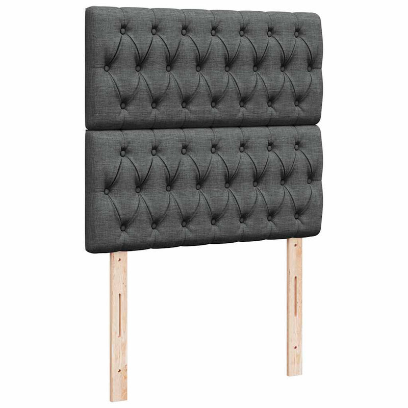 Pat box spring cu saltea, gri închis, 90x190 cm, textil