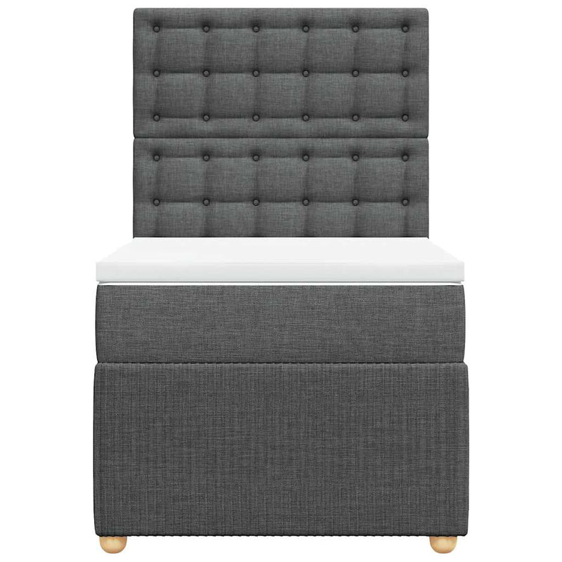 Pat box spring cu saltea, gri închis, 90x190 cm, textil