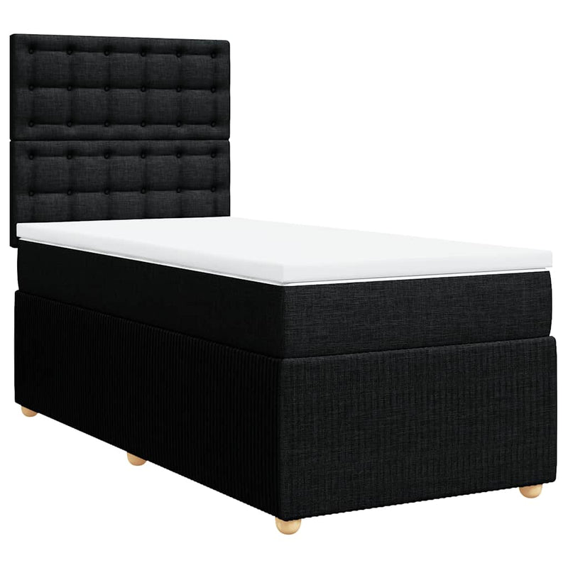Pat box spring cu saltea, negru, 90x190 cm, textil