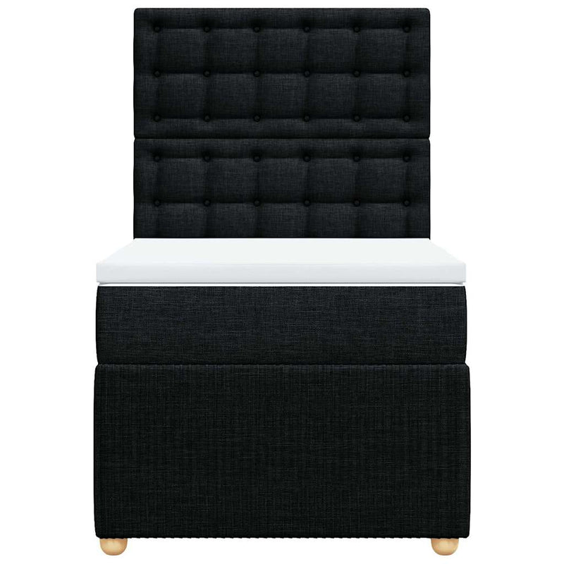 Pat box spring cu saltea, negru, 90x190 cm, textil