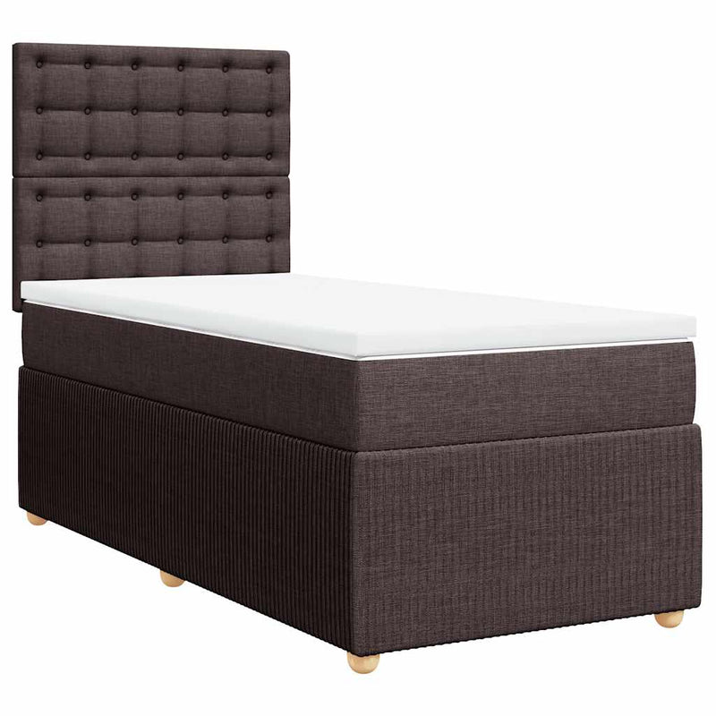 Pat box spring cu saltea, maro închis, 90x190 cm, textil