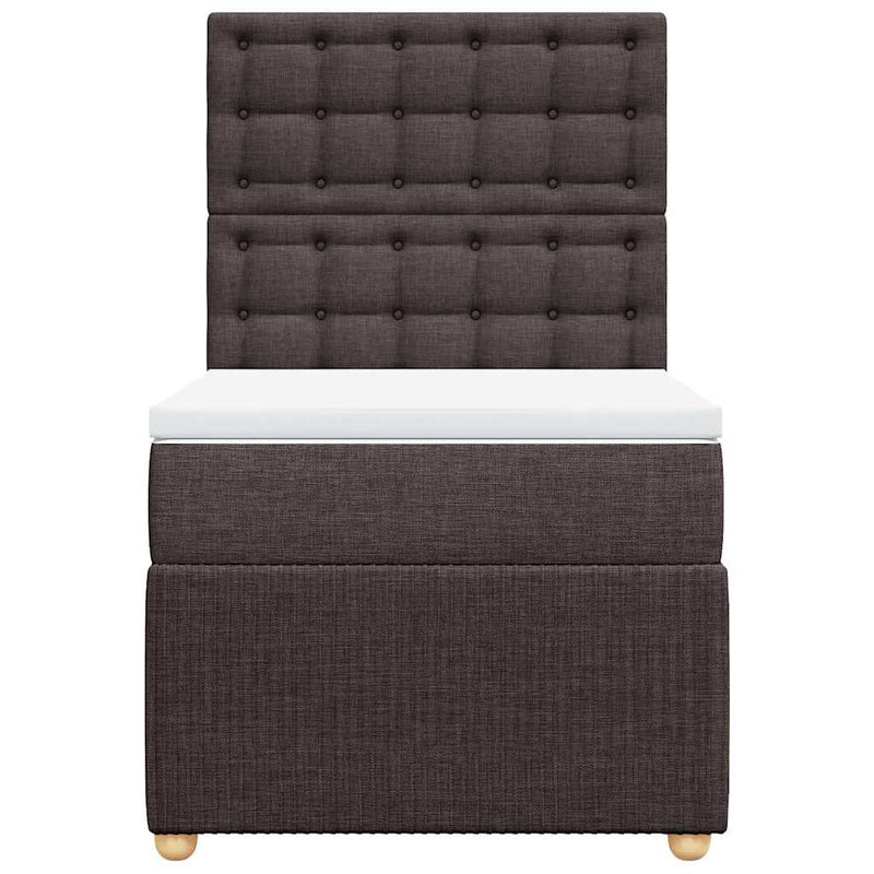 Pat box spring cu saltea, maro închis, 90x190 cm, textil