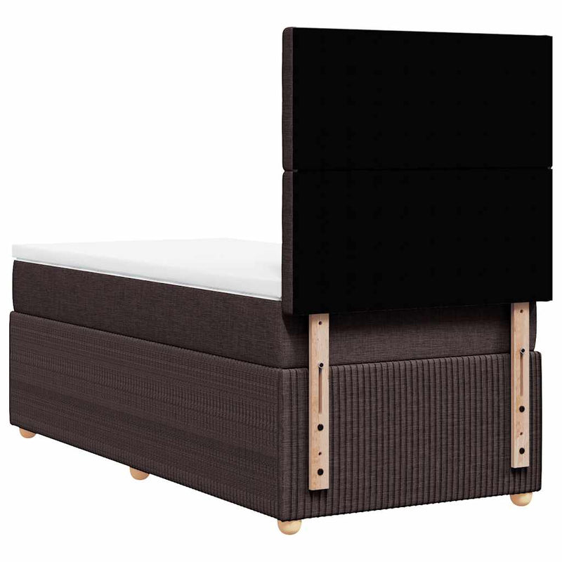 Pat box spring cu saltea, maro închis, 90x190 cm, textil