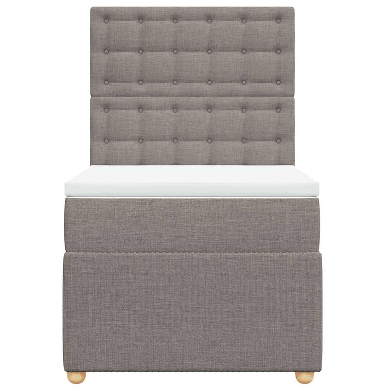 Pat box spring cu saltea, gri taupe, 90x190 cm, textil