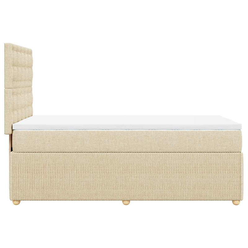 Pat box spring cu saltea, crem, 90x190 cm, textil