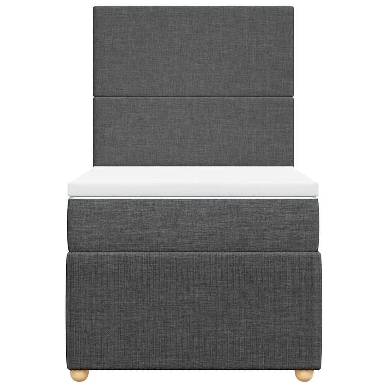 Pat box spring cu saltea, gri închis, 90x200 cm, textil