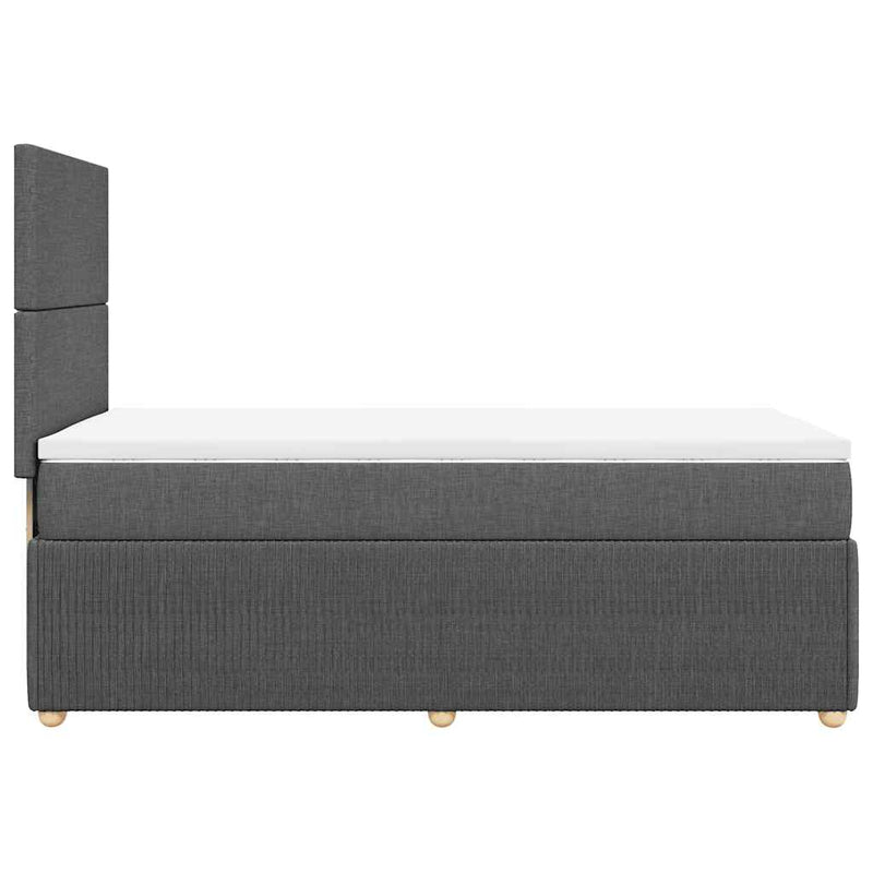 Pat box spring cu saltea, gri închis, 90x200 cm, textil
