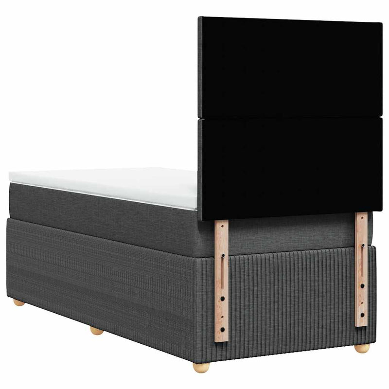 Pat box spring cu saltea, gri închis, 90x200 cm, textil