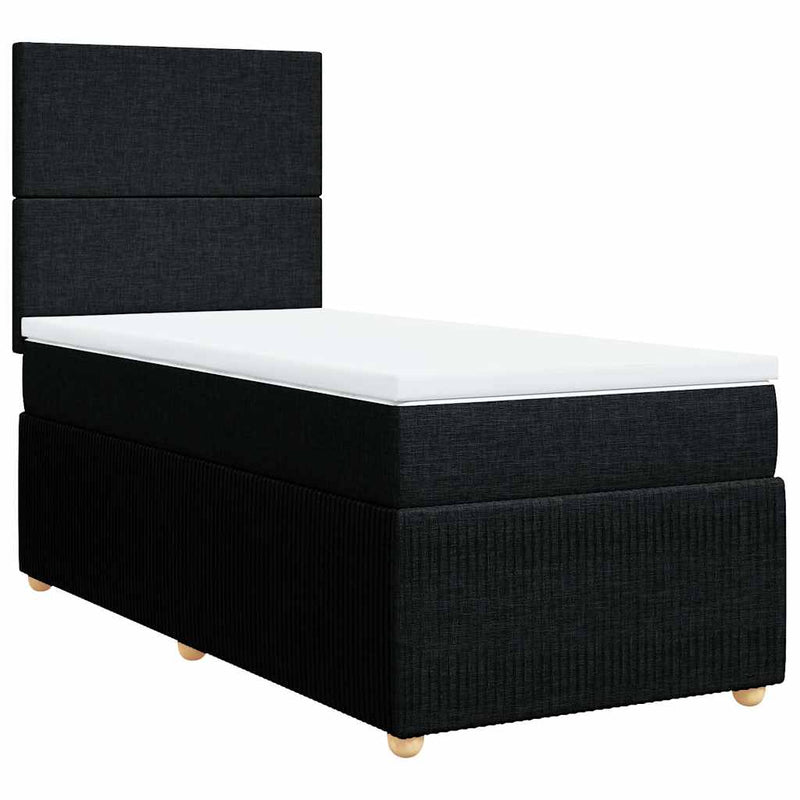 Pat box spring cu saltea, negru, 90x200 cm, textil