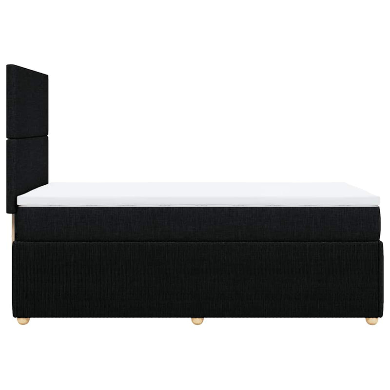 Pat box spring cu saltea, negru, 90x200 cm, textil