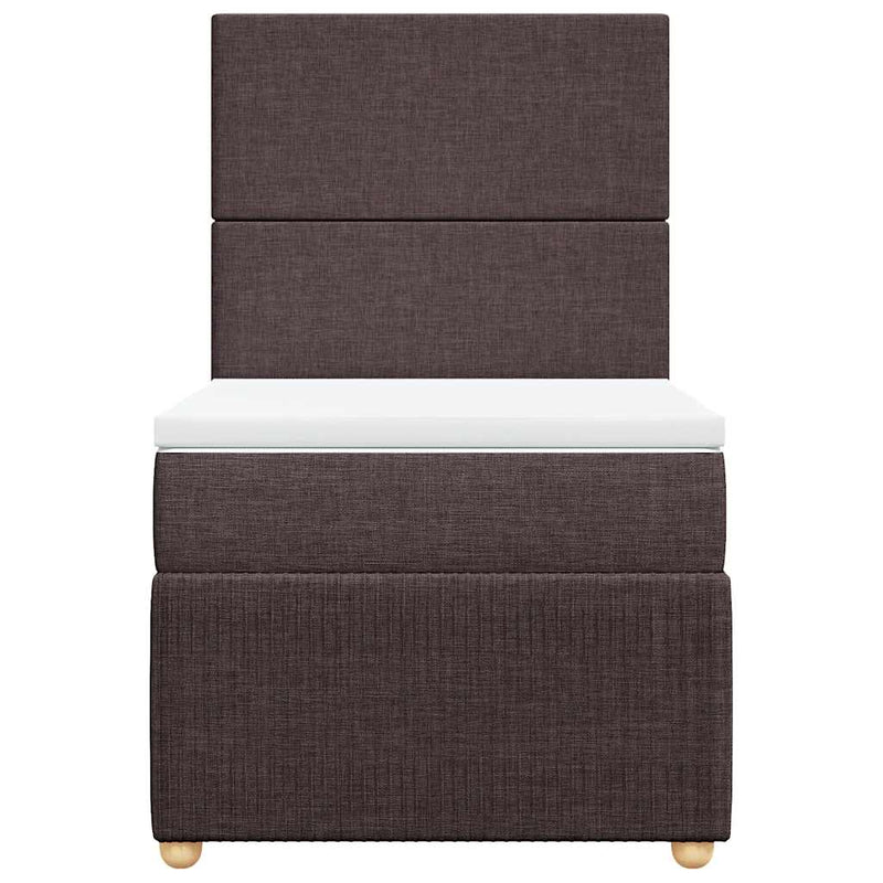 Pat box spring cu saltea, maro închis, 90x200 cm, textil