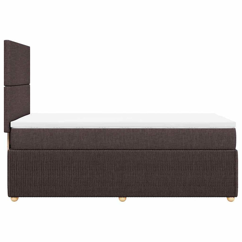 Pat box spring cu saltea, maro închis, 90x200 cm, textil