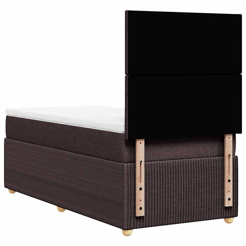 Pat box spring cu saltea, maro închis, 90x200 cm, textil