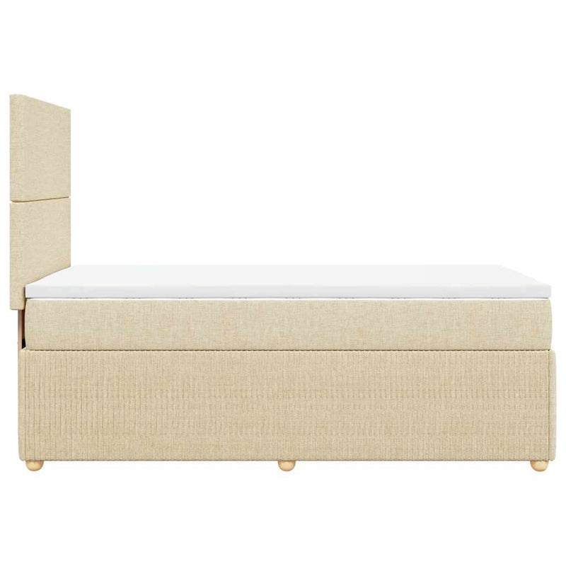 Pat box spring cu saltea, crem, 90x200 cm, textil