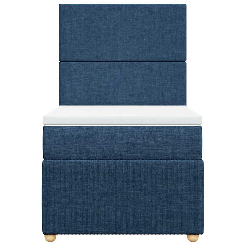 Pat box spring cu saltea, albastru, 90x200 cm, textil