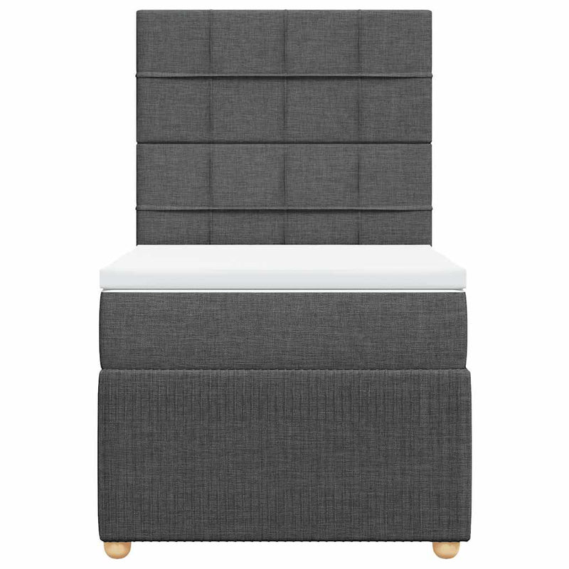 Pat box spring cu saltea, gri închis, 90x200 cm, textil