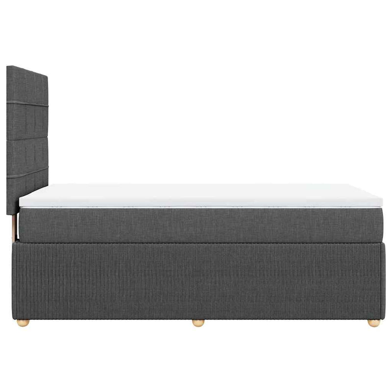 Pat box spring cu saltea, gri închis, 90x200 cm, textil