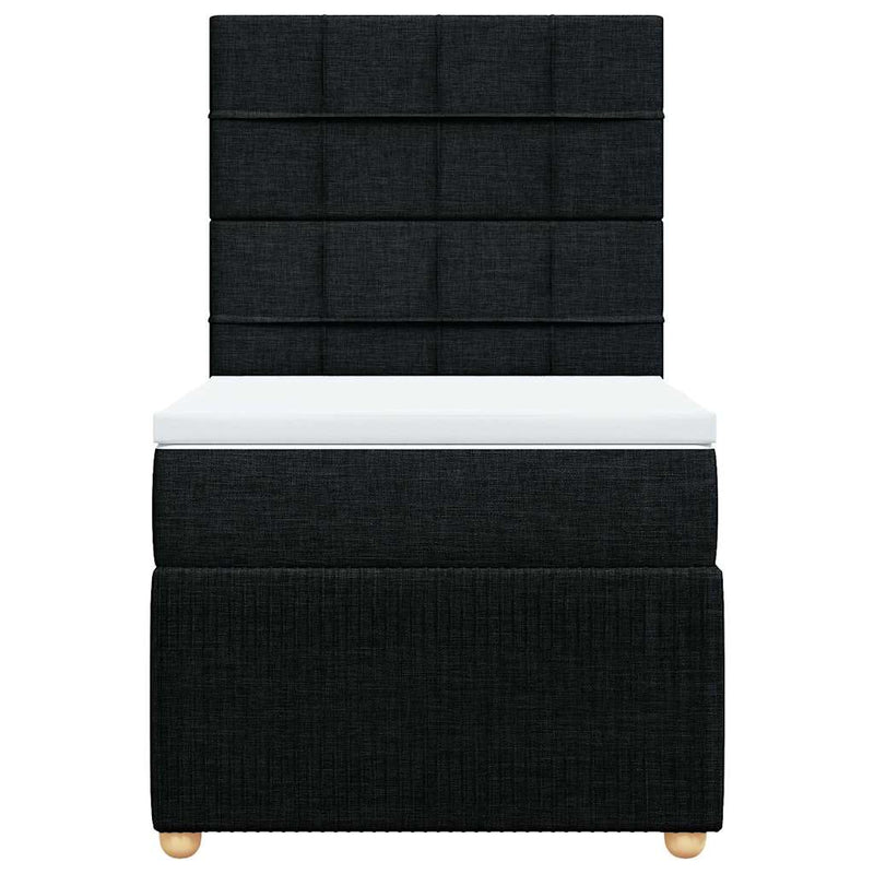 Pat box spring cu saltea, negru, 90x200 cm, textil
