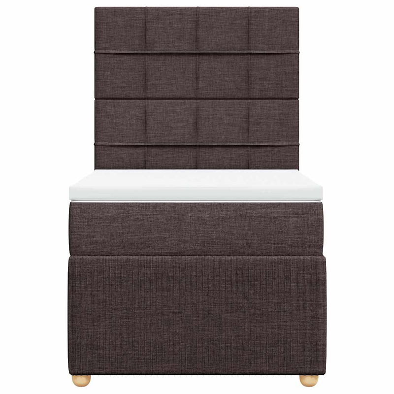 Pat box spring cu saltea, maro închis, 90x200 cm, textil