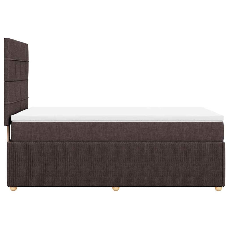 Pat box spring cu saltea, maro închis, 90x200 cm, textil