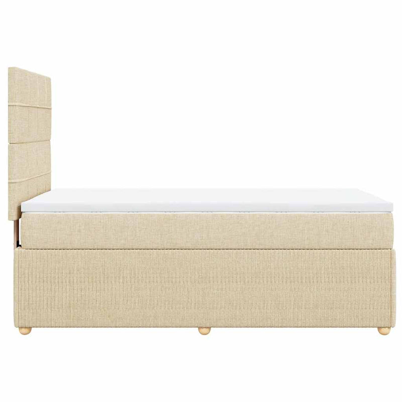 Pat box spring cu saltea, crem, 90x200 cm, textil