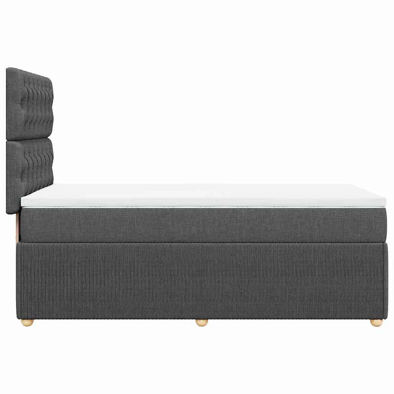 Pat box spring cu saltea, gri închis, 90x200 cm, textil