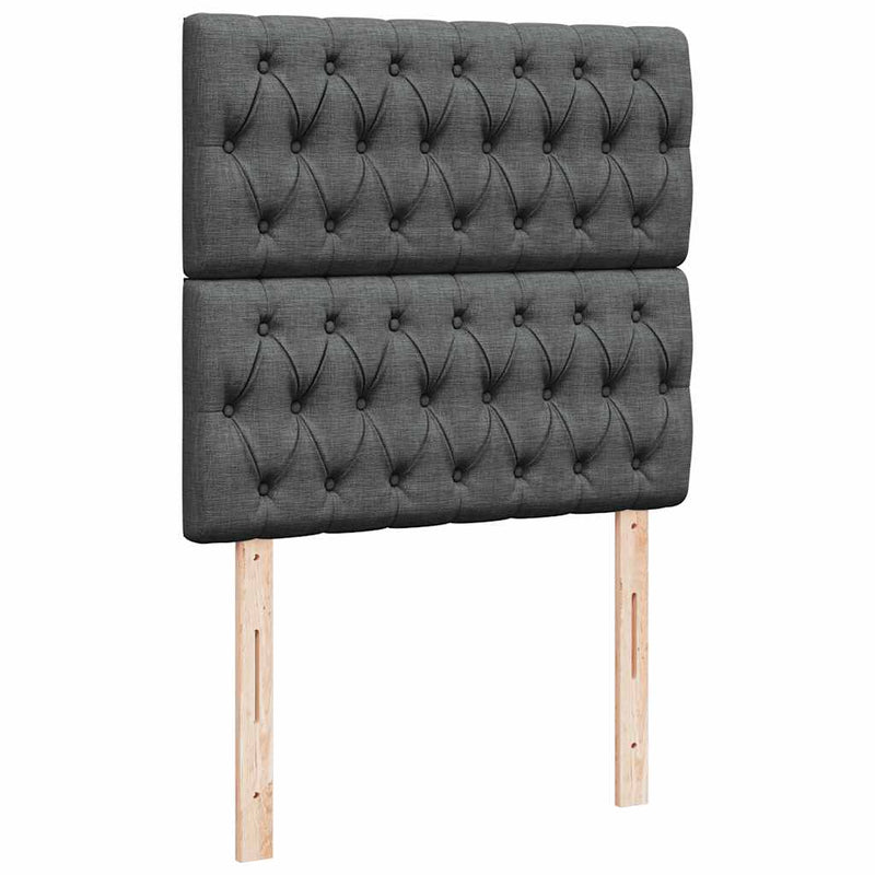 Pat box spring cu saltea, gri închis, 90x200 cm, textil