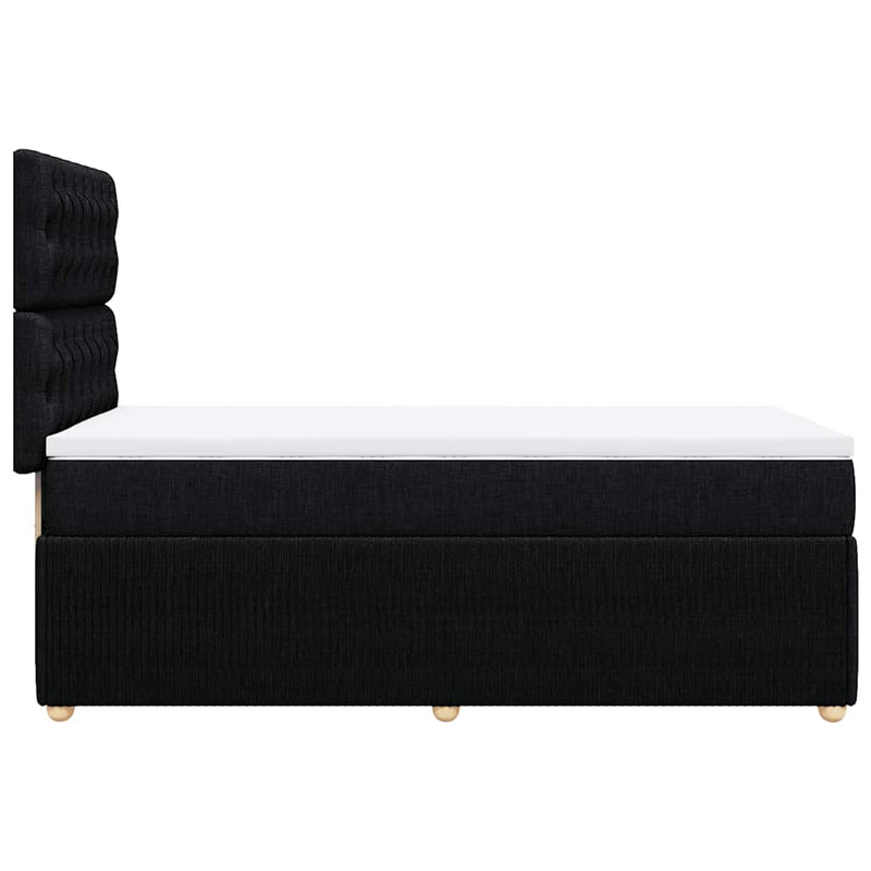 Pat box spring cu saltea, negru, 90x200 cm, textil