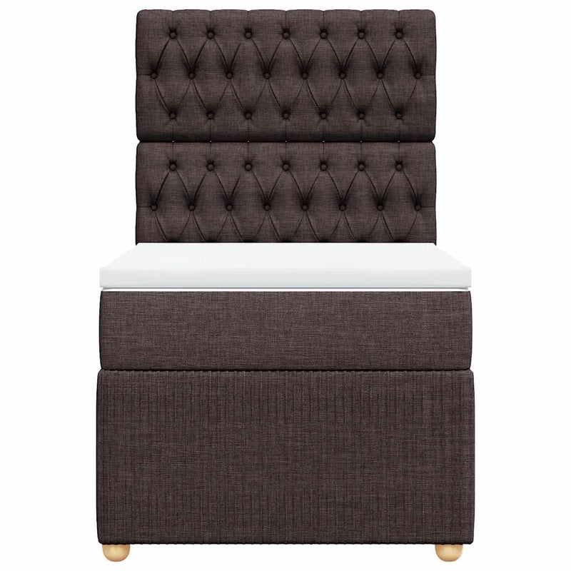 Pat box spring cu saltea, maro închis, 90x200 cm, textil
