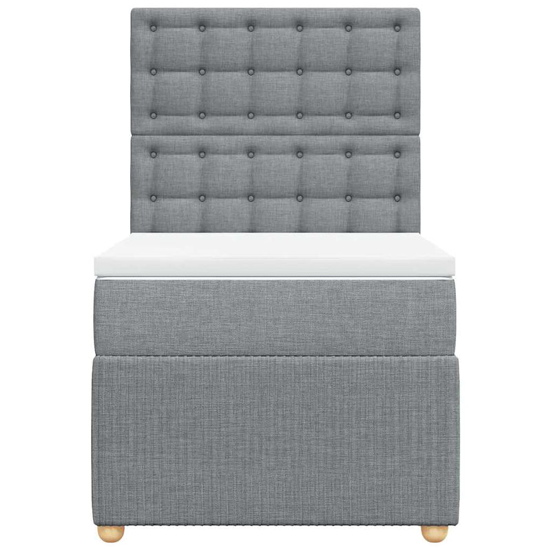 Pat box spring cu saltea, gri deschis, 90x200 cm, textil