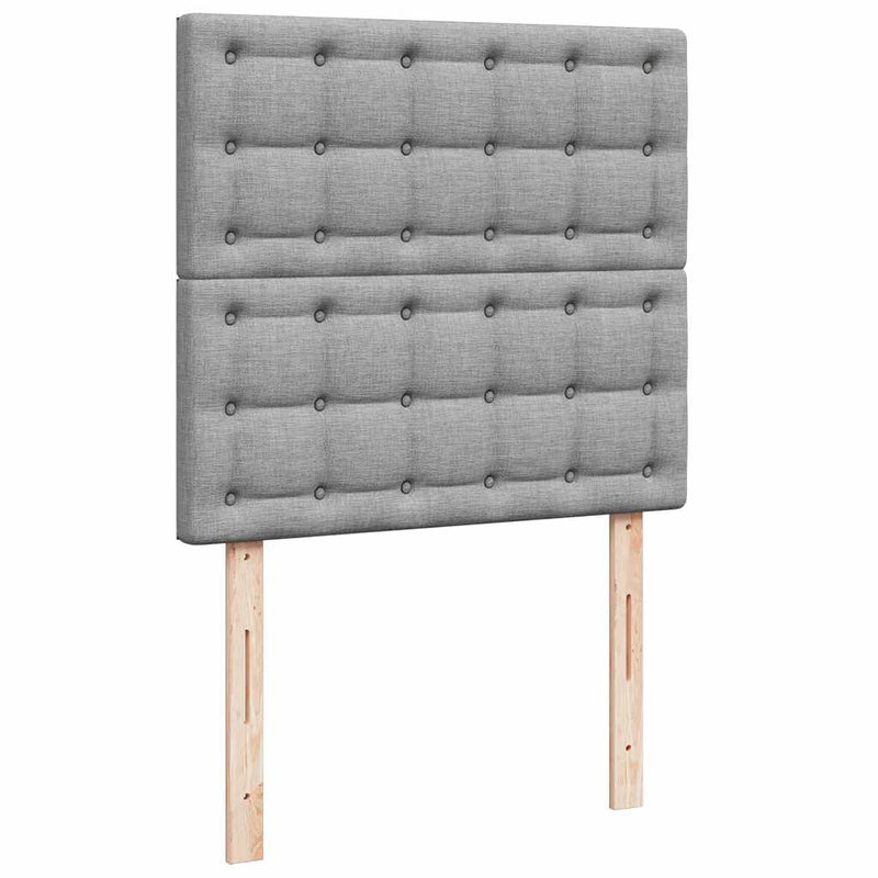 Pat box spring cu saltea, gri deschis, 90x200 cm, textil