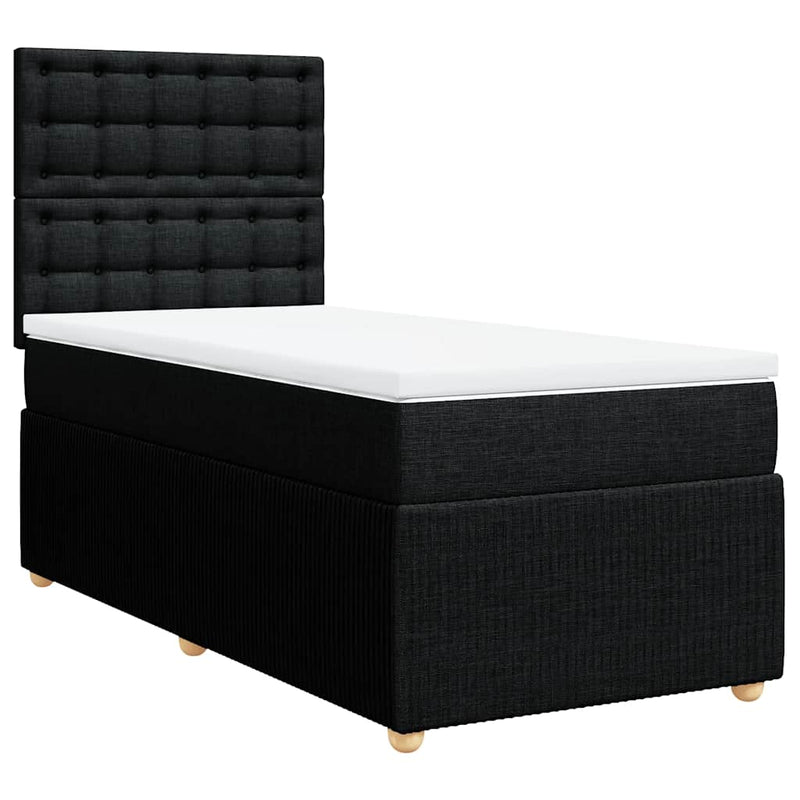 Pat box spring cu saltea, negru, 90x200 cm, textil
