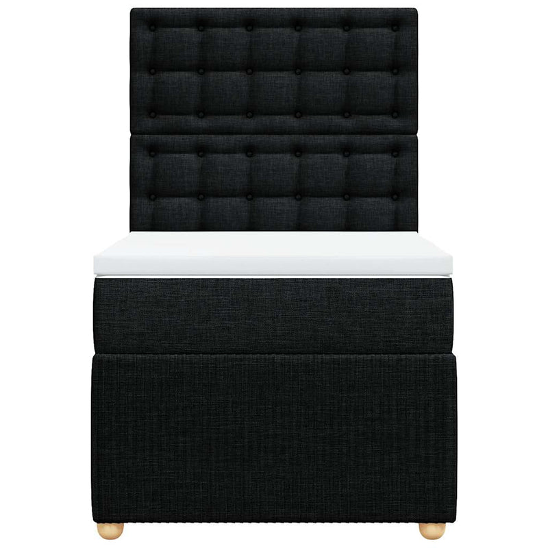 Pat box spring cu saltea, negru, 90x200 cm, textil