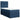 Pat box spring cu saltea, albastru, 90x200 cm, textil