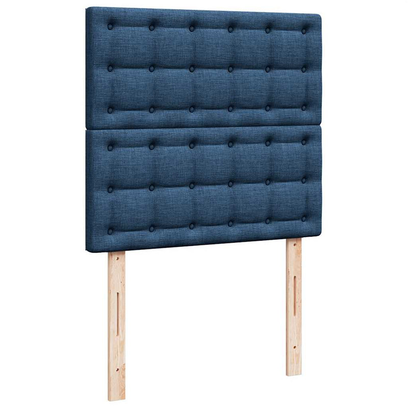 Pat box spring cu saltea, albastru, 90x200 cm, textil