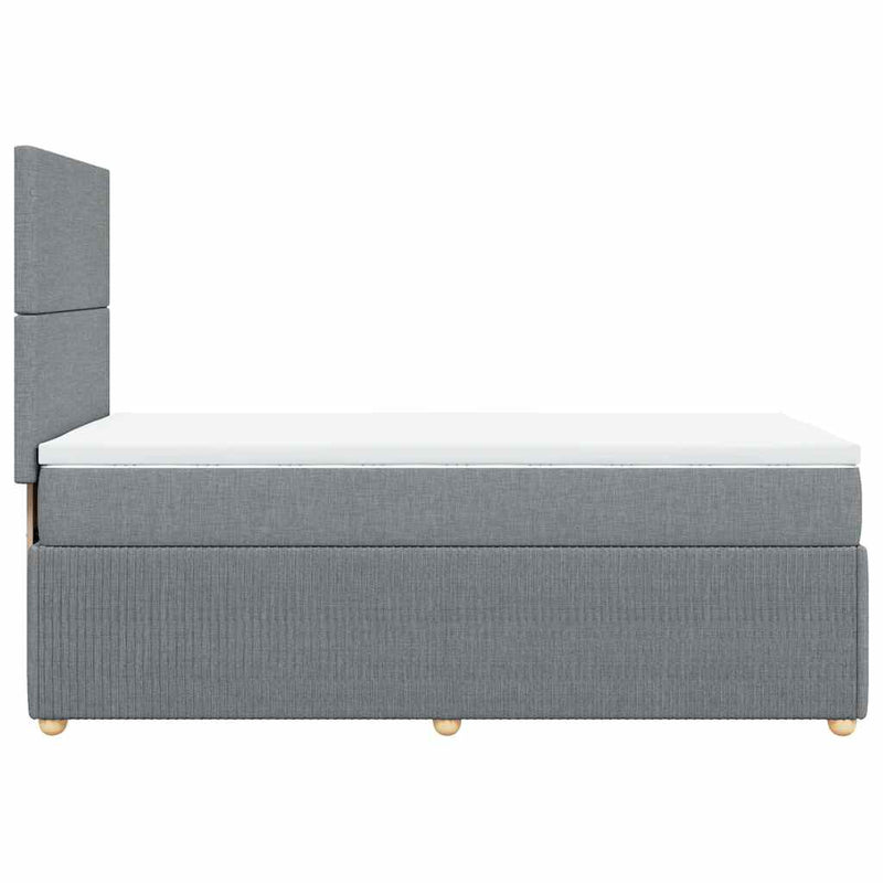 Pat box spring cu saltea, gri deschis, 100x200 cm, textil