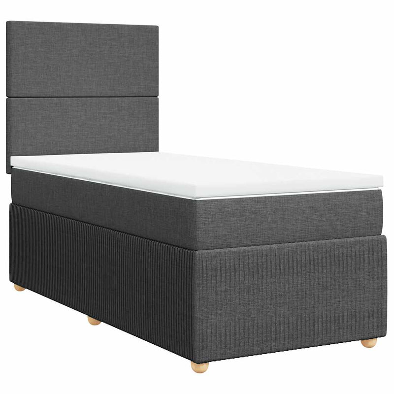 Pat box spring cu saltea, gri închis, 100x200 cm, textil