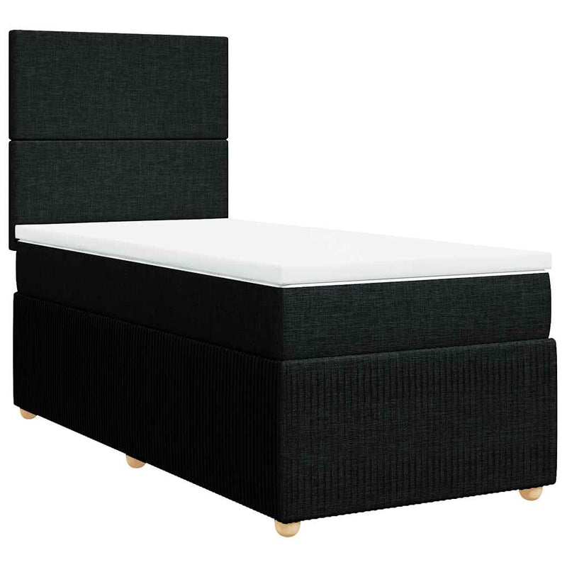 Pat box spring cu saltea, negru, 100x200 cm, textil