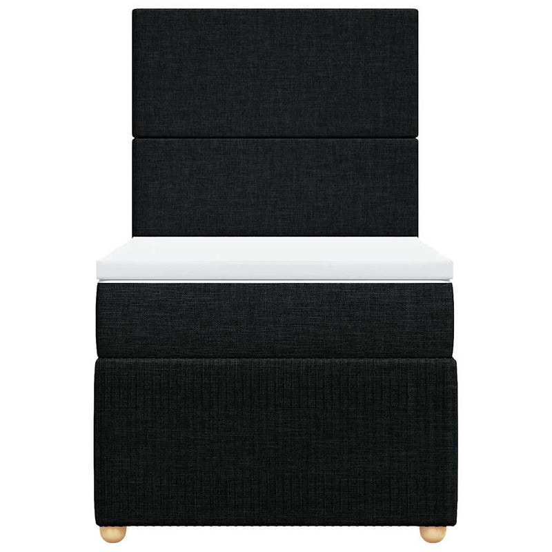 Pat box spring cu saltea, negru, 100x200 cm, textil