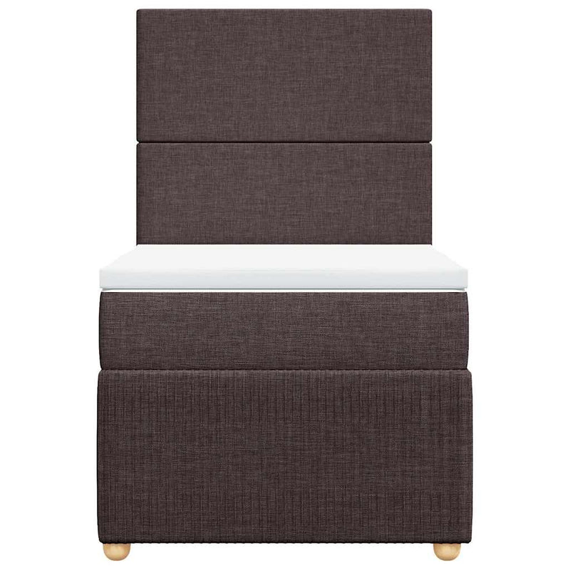 Pat box spring cu saltea, maro închis, 100x200 cm, textil