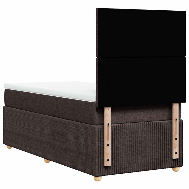 Pat box spring cu saltea, maro închis, 100x200 cm, textil