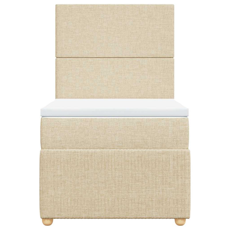 Pat box spring cu saltea, crem, 100x200 cm, textil